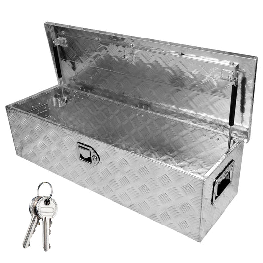 Silver Heavy Duty Truck Bed Tool Box with Lock & Handle