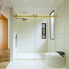 Luxurious Soft-Close Frameless Sliding Shower Door in Brushed Gold