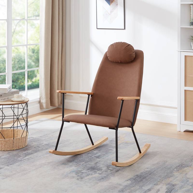 Cozy Rocking Chair with Adjustable Headrest