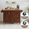 Rolling Retro Kitchen Island with Drop Leaf and Storage