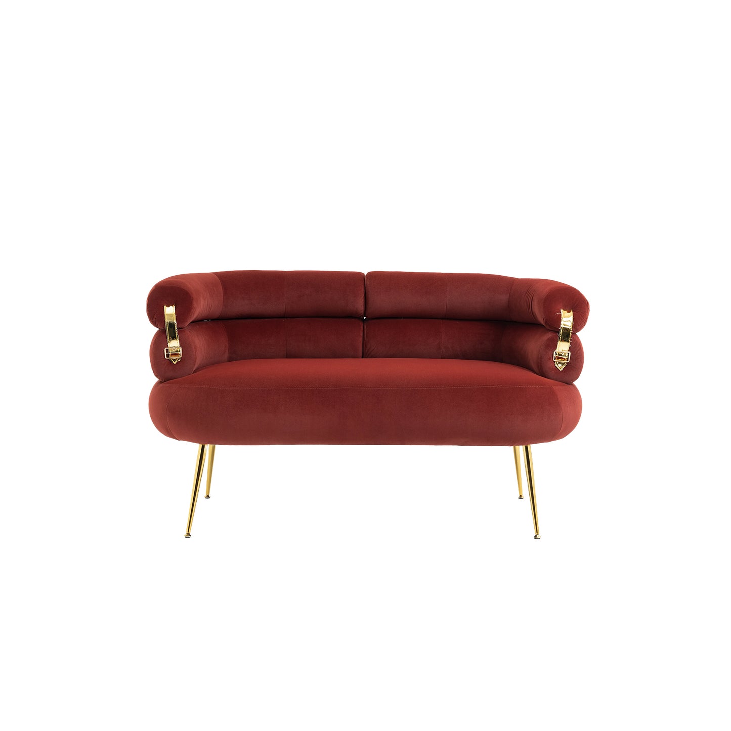 Chic Curved Loveseat in Wine Red