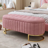 Chic Velvet Storage Ottoman with Button-Tufted Style in Pink