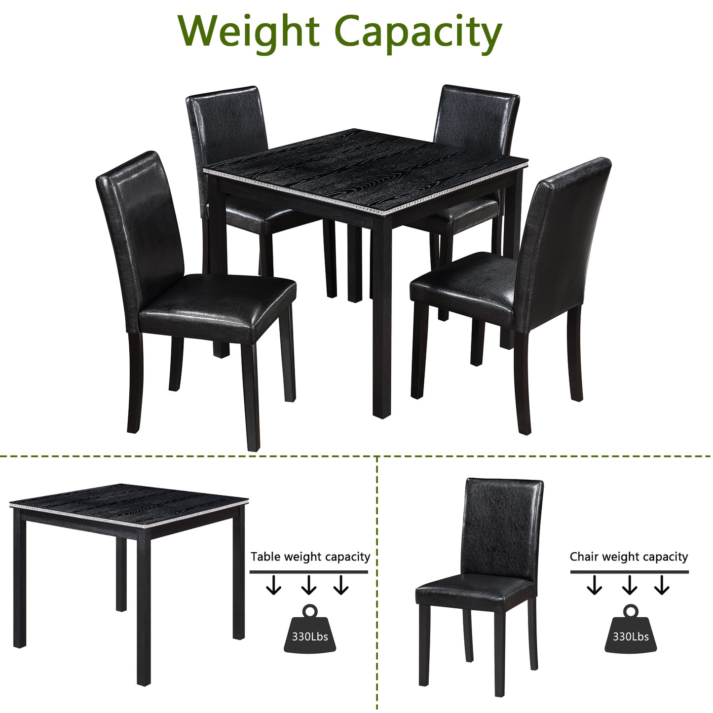 Chic Black Wooden Dining Set with Plush Chairs