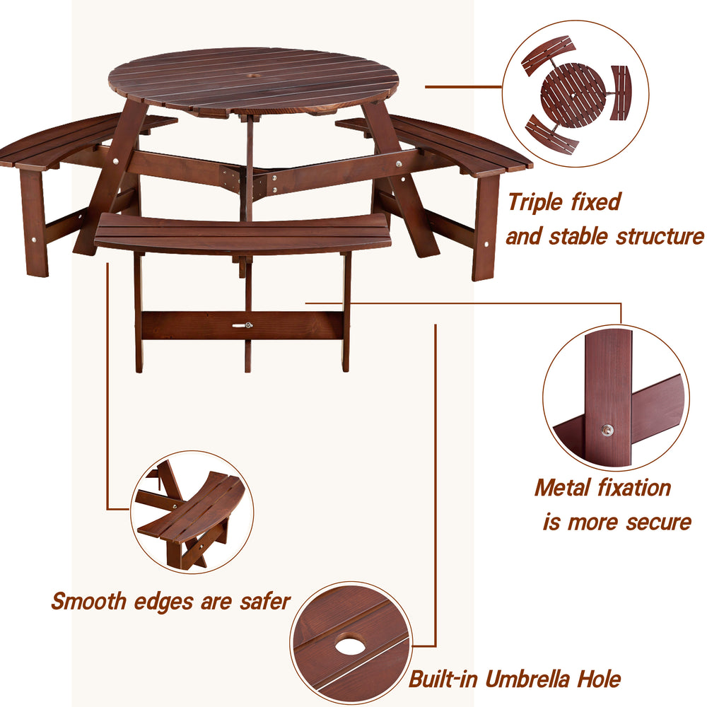 Gather & Enjoy: Spacious Round Picnic Table with Benches