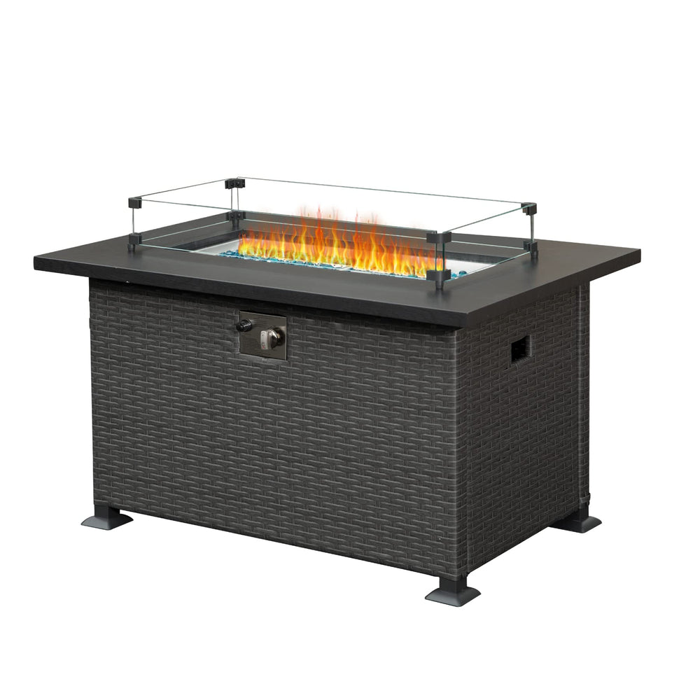 Smokeless Outdoor Fire Pit Table with Glass Guard