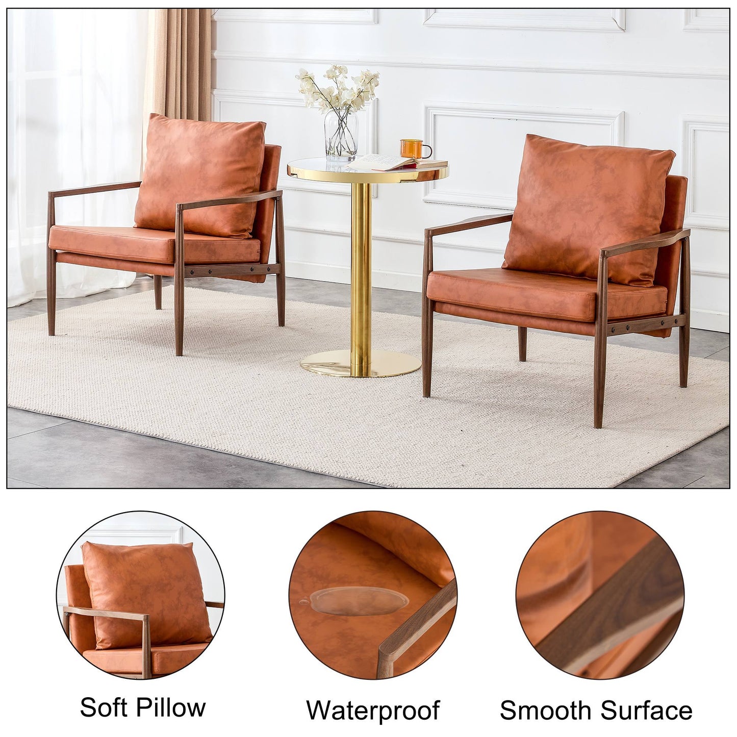 Chic Walnut Armchair with Plush Comfort