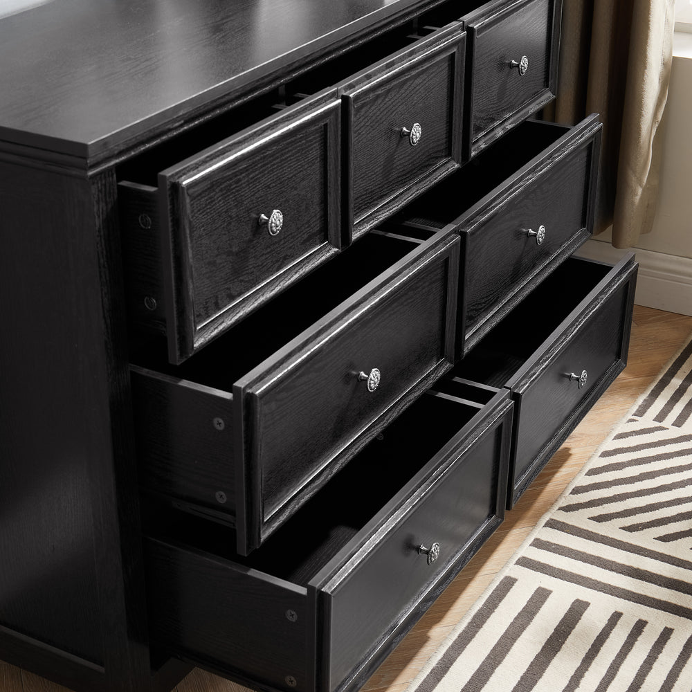 Chic Black 7-Drawer Dresser