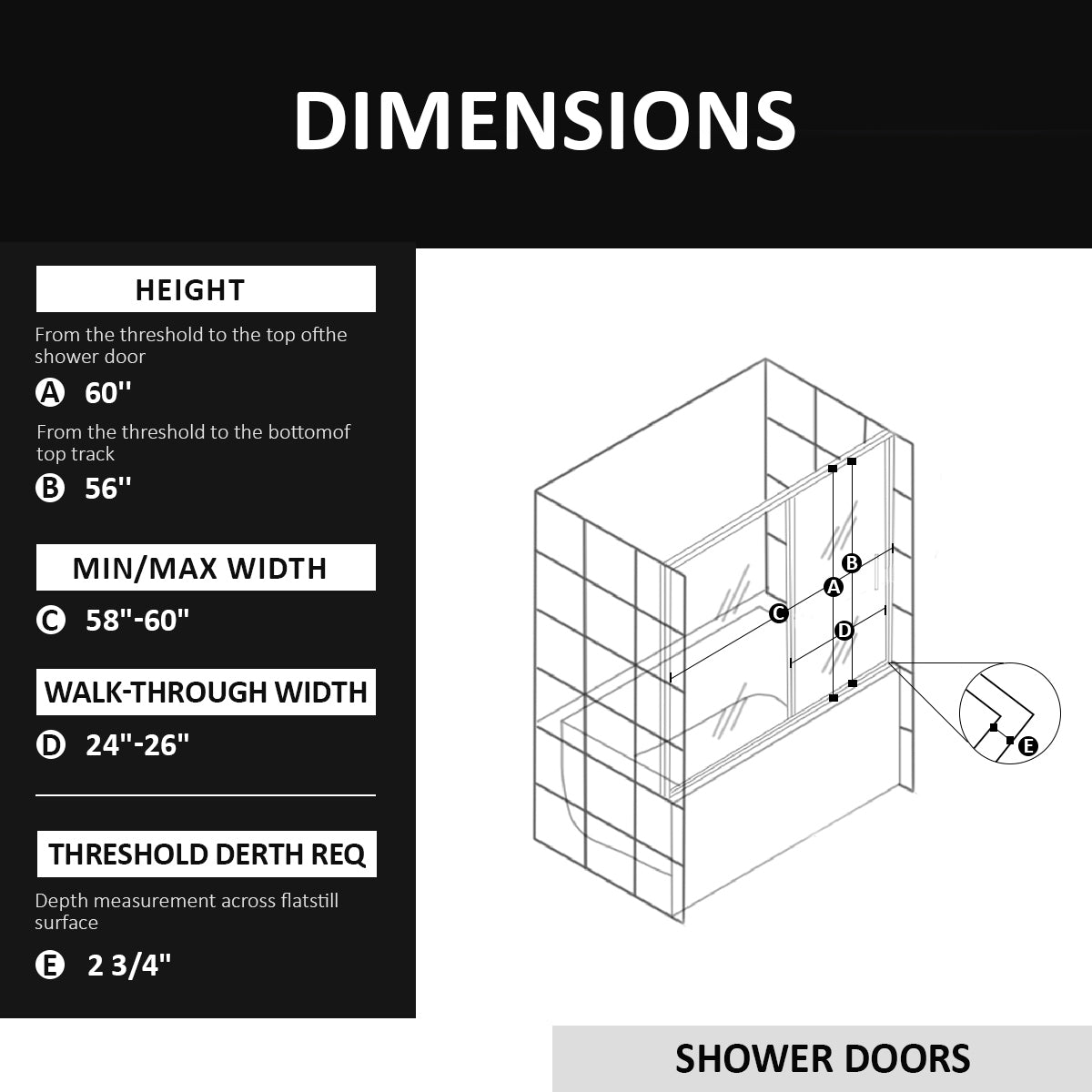 Sleek Matte Black Frameless Sliding Tub Door