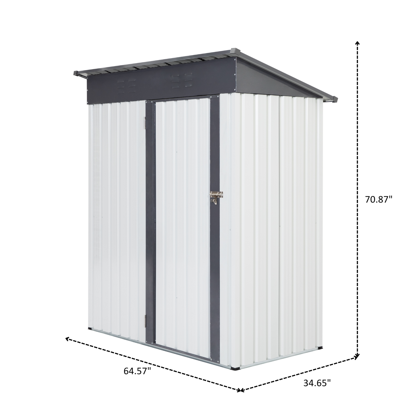 Garden Essentials Metal Storage Shed - Gray & White Rainproof Tool Keeper