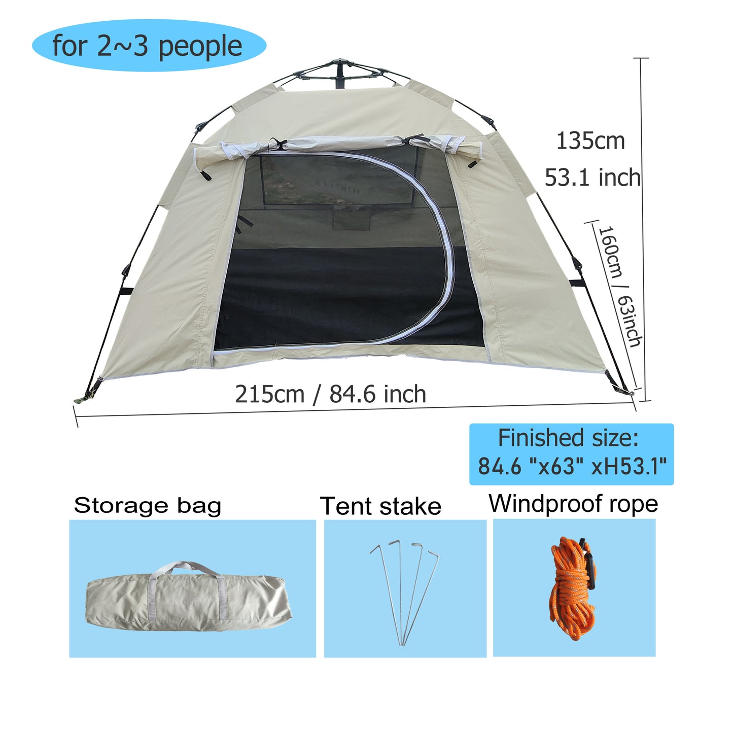 Quick Set Adventure Tent - Waterproof & UV-Resistant for 2-3 People