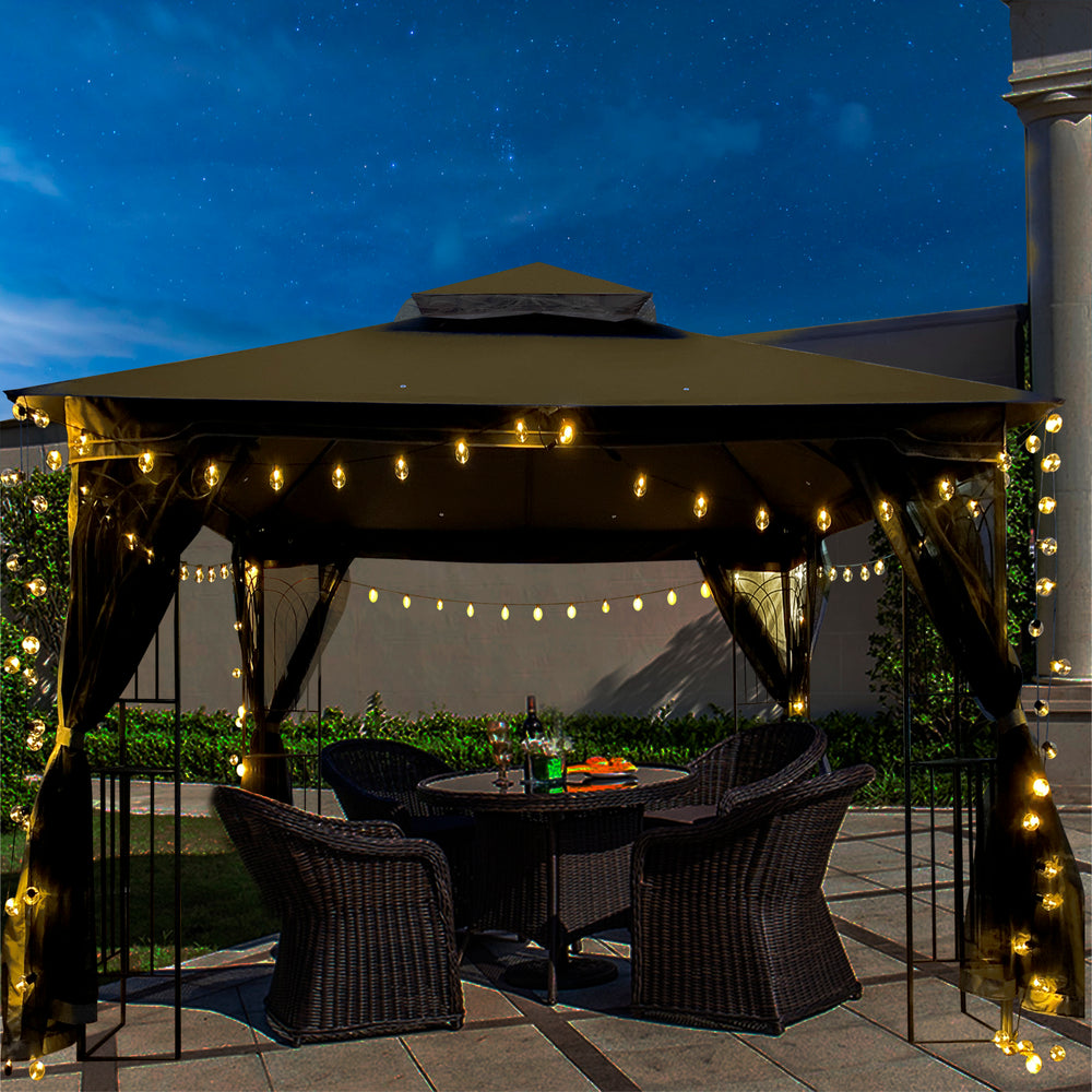 Cozy Garden Gazebo with Mosquito Net and Breezy Double Roof