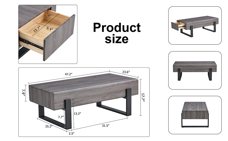 Sleek & Space-Saving Coffee Table with Wood Drawers