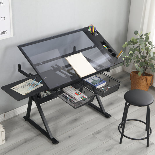 Versatile Black Drafting Table & Chair Set