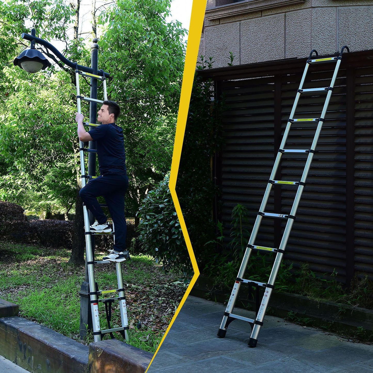 Versatile Telescopic Ladder with Hook & Support