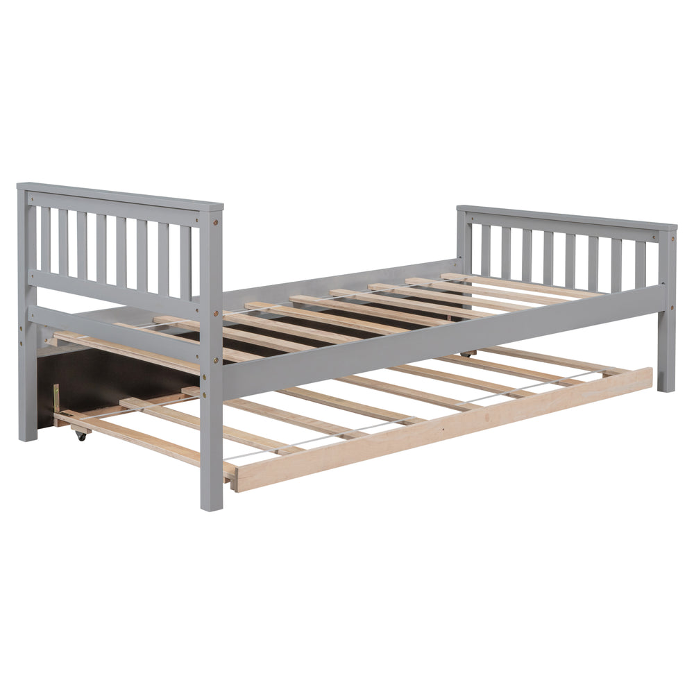 Cozy Grey Twin Bed with Trundle