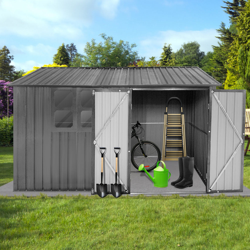 Stylish Grey Garden Shed with Window