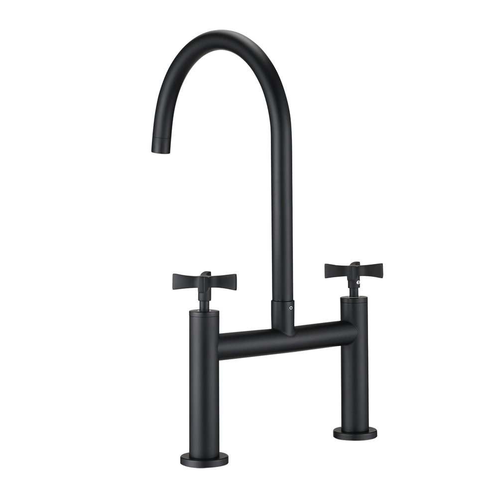 Sleek Stainless Steel Bridge Faucet