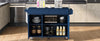 Navy Blue Rolling Kitchen Island with Drop Leaf & Storage