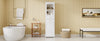 Chic Tall Bathroom Cabinet with Glass Doors & Adjustable Shelves