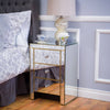 Glam Gold-Trimmed Mirrored Nightstand with Drawers