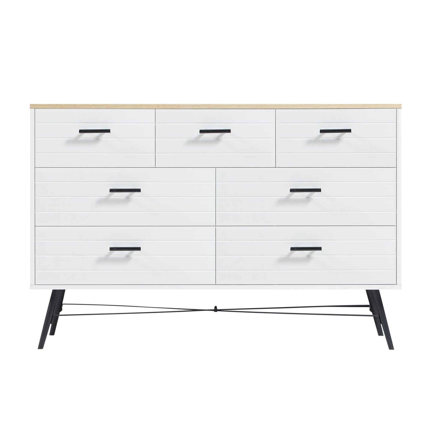 Elegant Deep Drawer Dresser in White and Oak