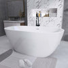 Elegant Oval Soaking Tub – Freestanding Comfort with Chrome Drain