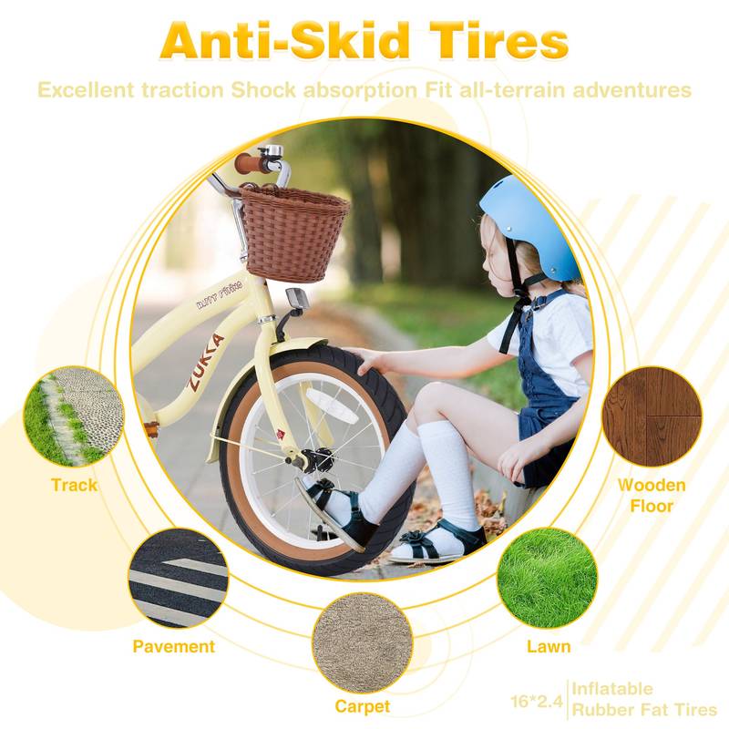 Colorful Girls' Bike with Training Wheels for Ages 4-7