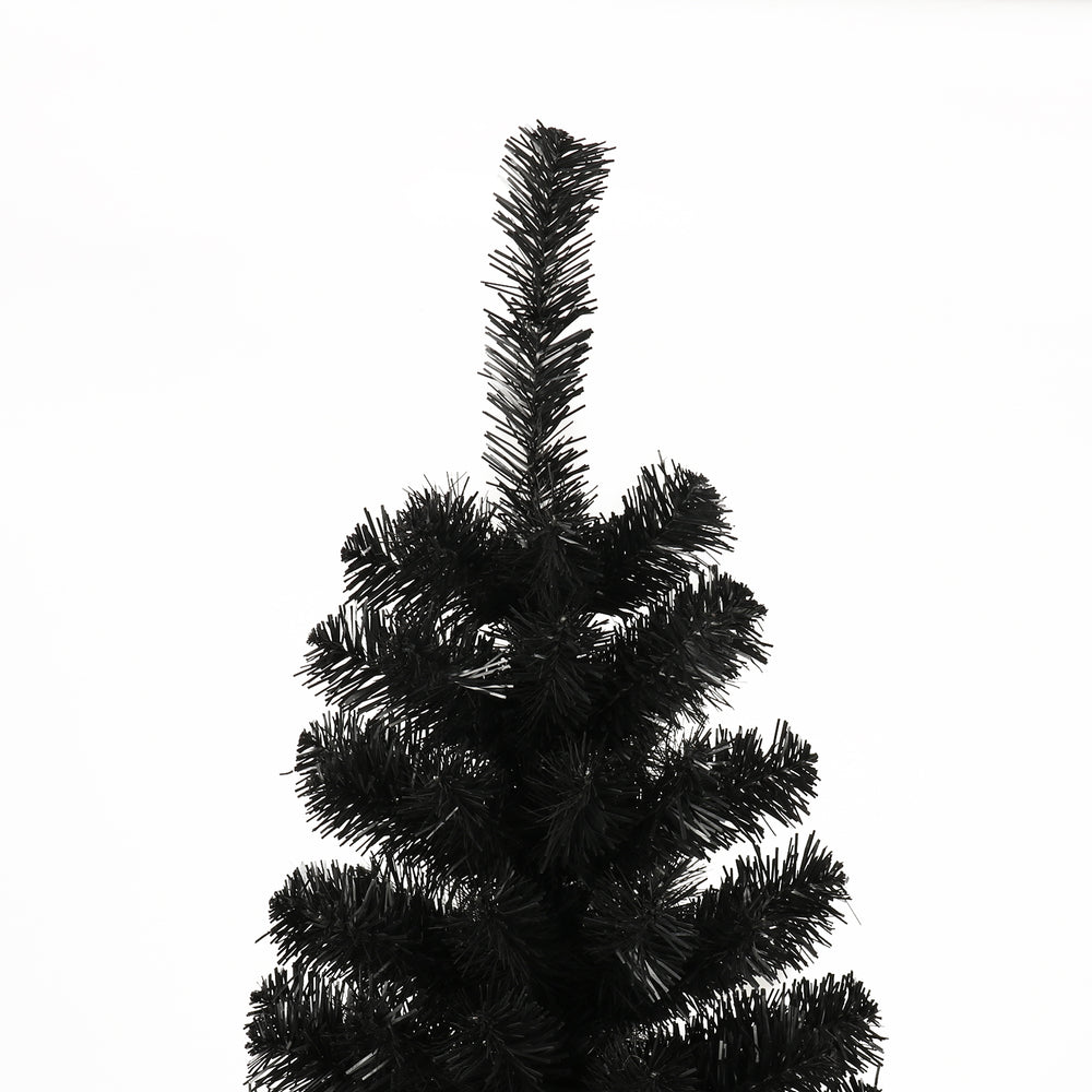 Chic Black Slim Christmas Tree with Folding Stand