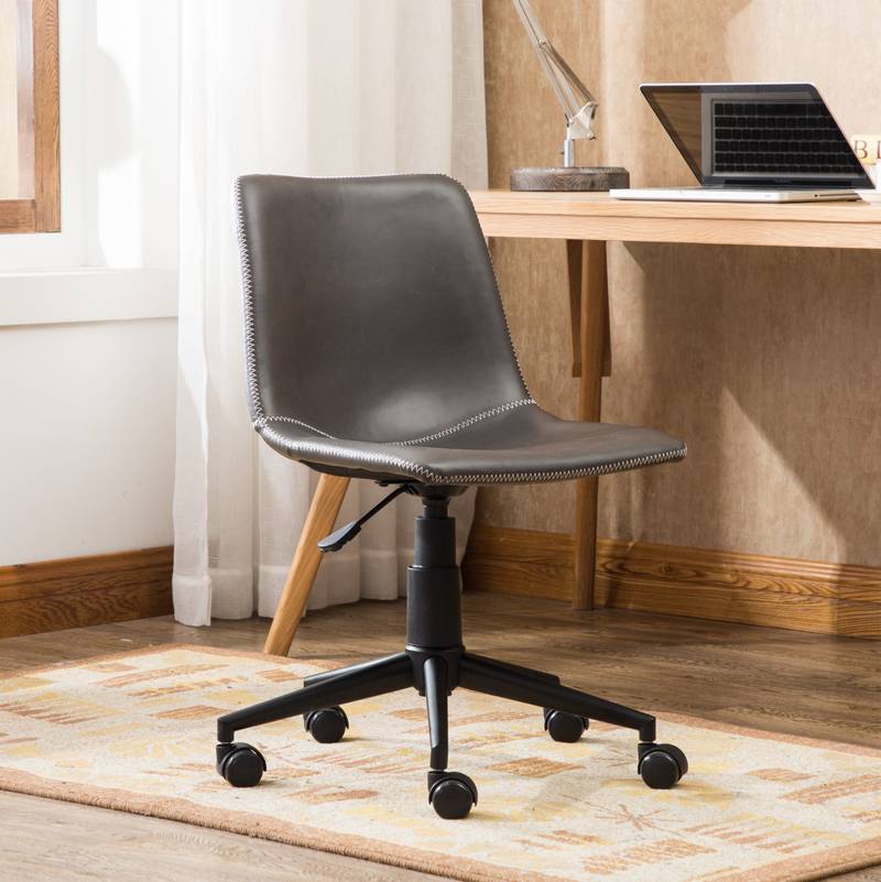 Swivel Style Faux Leather Office Chair in Antique Gray