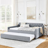Linen Grey Daybed with Trundle and USB Charging