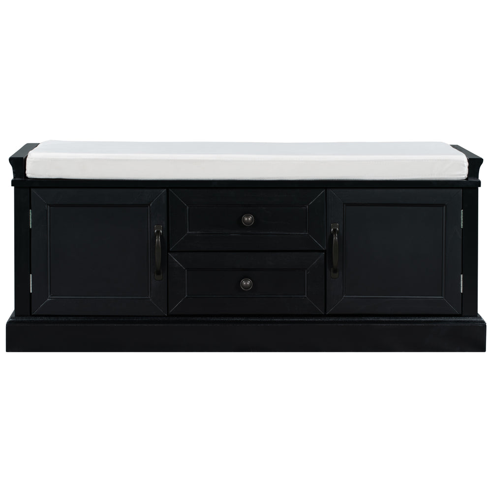 Stylish Storage Bench with Cushioned Top and Dual Drawers