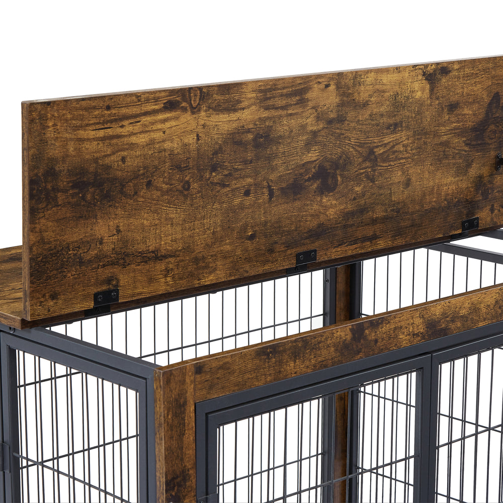 Rustic Double-Door Dog Crate