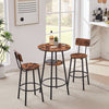 Rustic Round Bar Stool Set with Backrest and Shelves