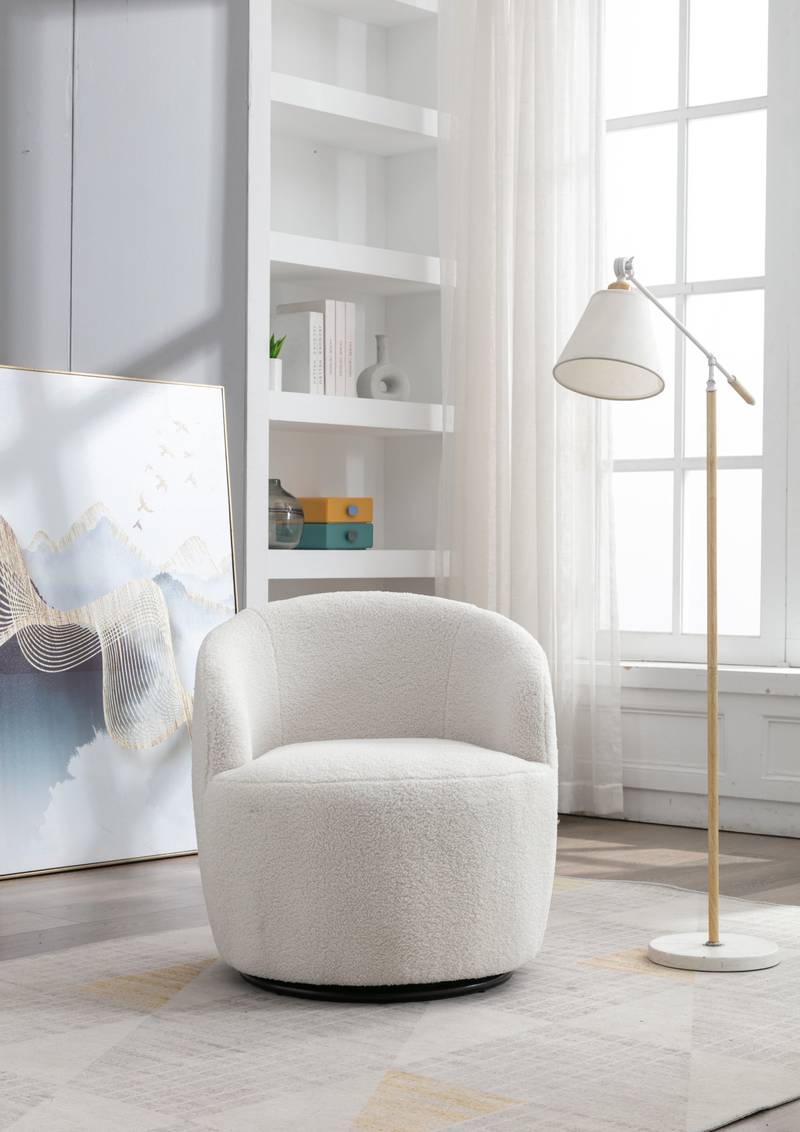 Cozy Ivory Swivel Accent Chair