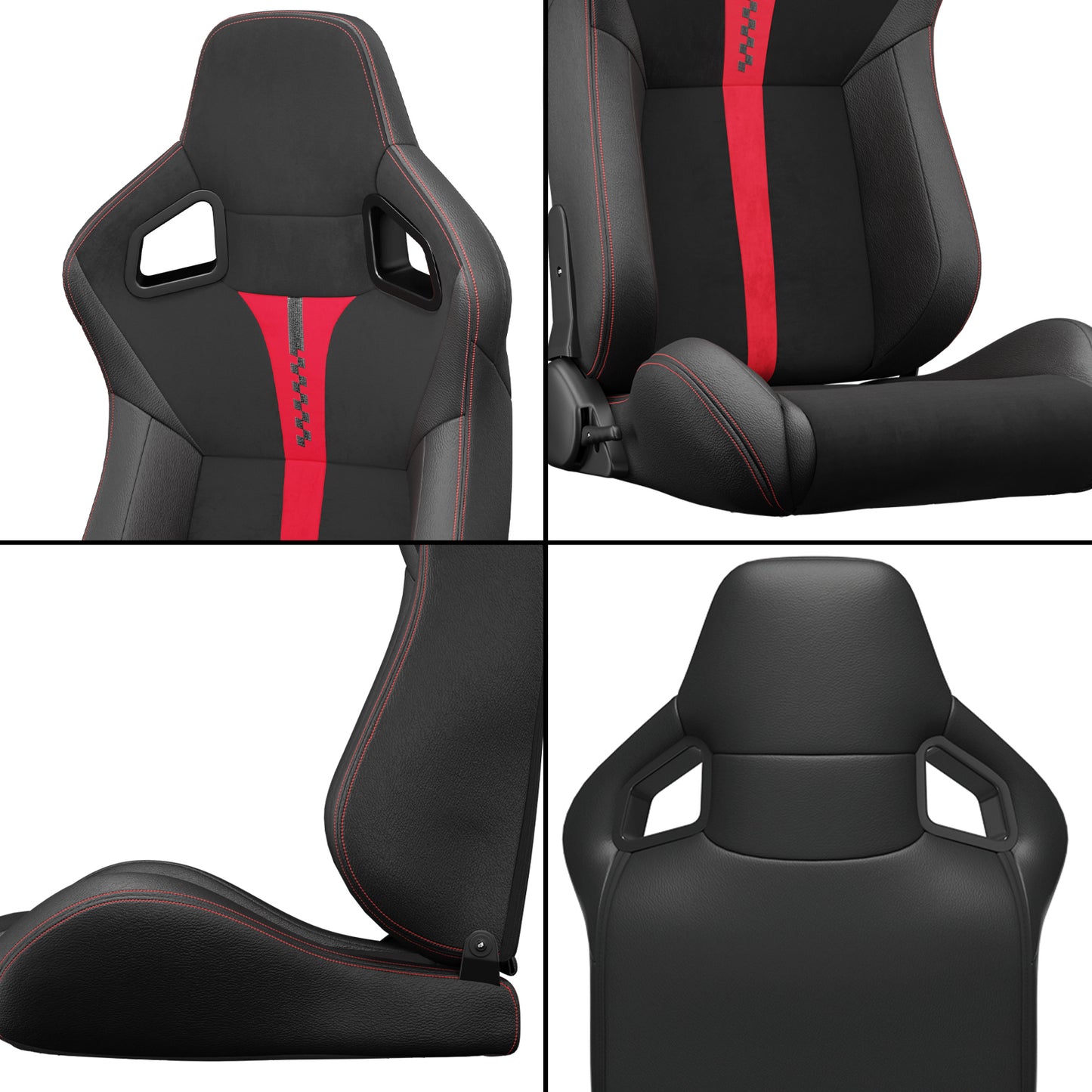 Sporty Red Racing Seats with Reclinable Design