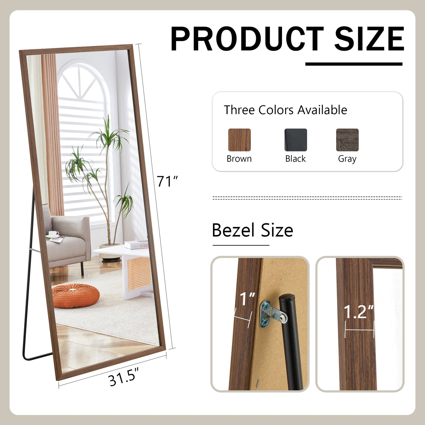 Elegant Full-Length Wooden Mirror