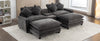 Cozy Black Chenille Sectional Sofa with Ottomans and USB Ports