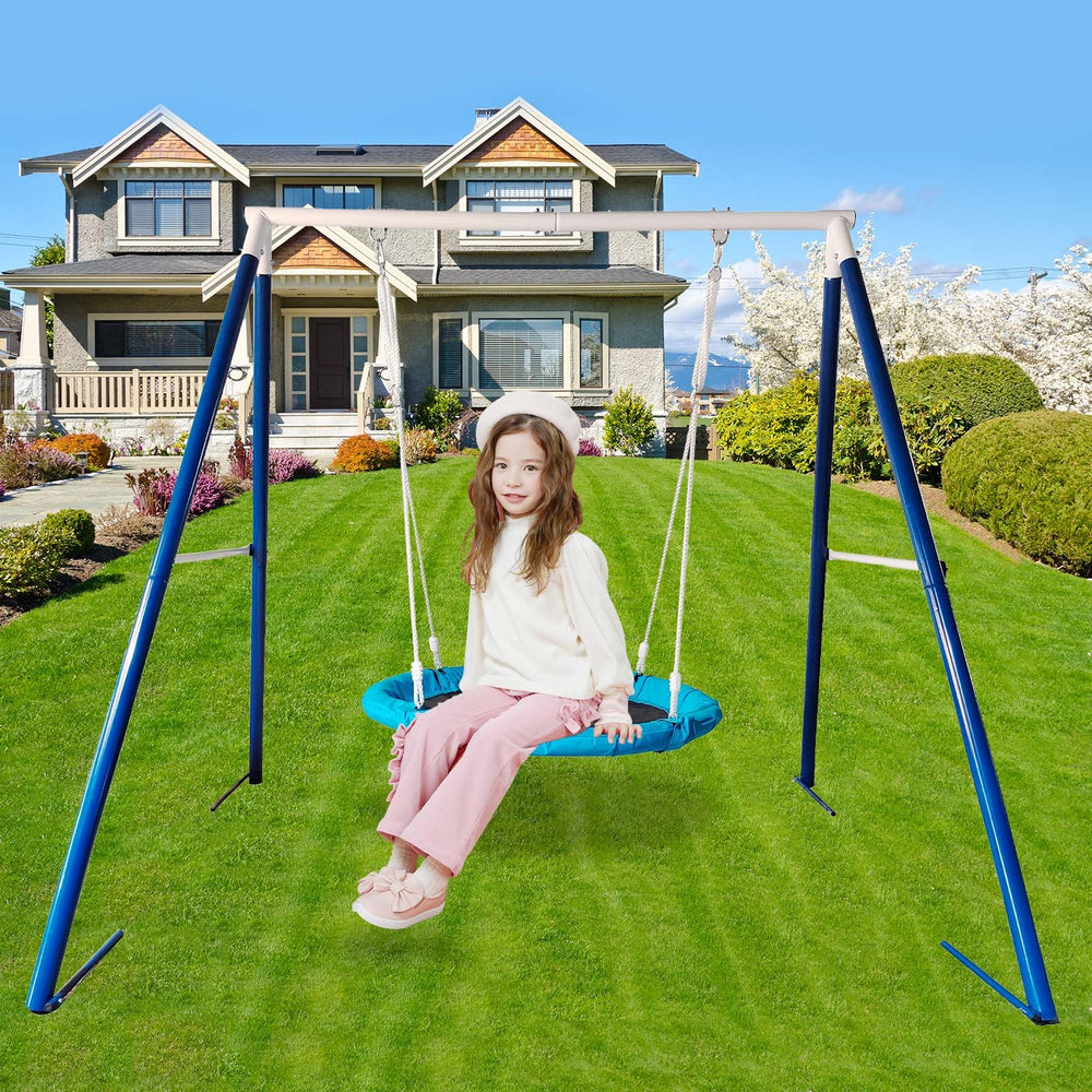 Kids' Metal Saucer Swing Set for Outdoor Fun