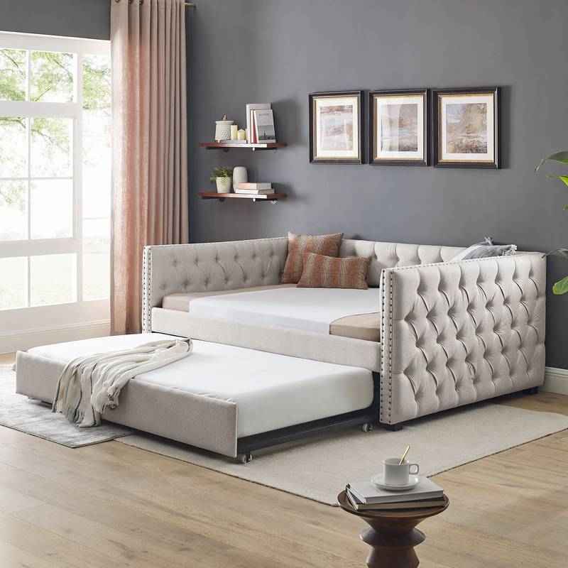 Chic Upholstered Daybed with Trundle – Perfect for Stylish Comfort!