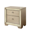 Glamorous Gray Nightstand with Antique Mirror Accents