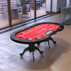 Sleek Red Aura Oval Poker Table with Stylish Curved Legs