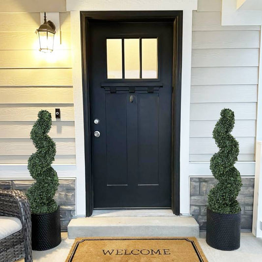 Charming Fake Bonsai Duo - Elegant Potted Topiary Trees