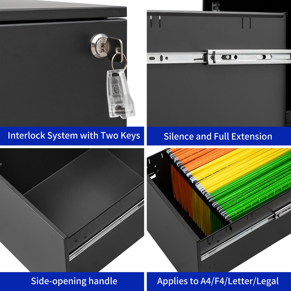 Secure Black Mobile File Cabinet