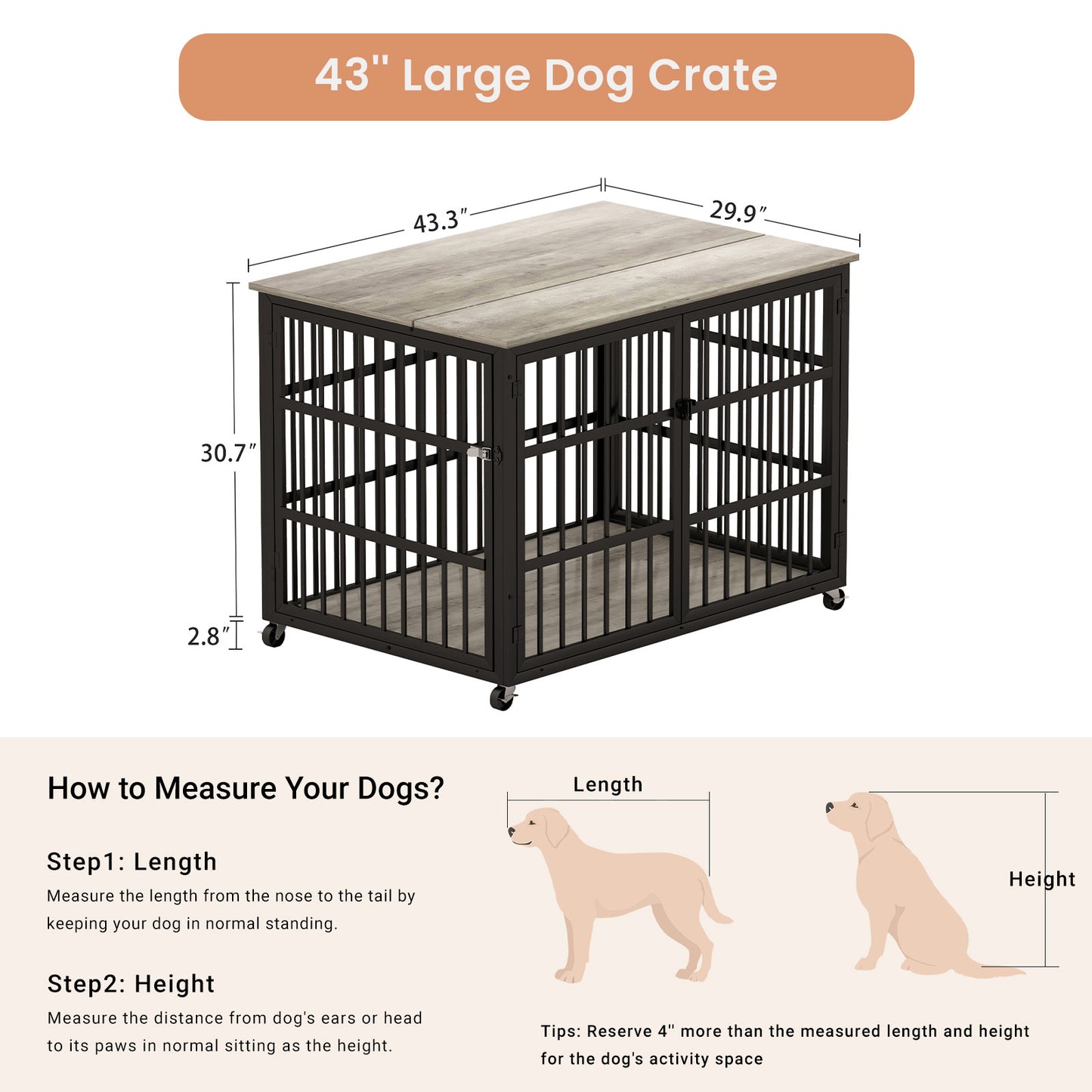 Chic Canine Crate with Side Access - Grey