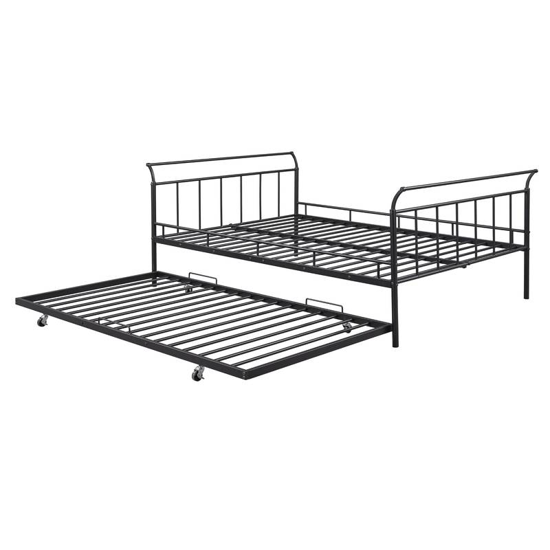 Curvy Black Daybed with Twin Trundle