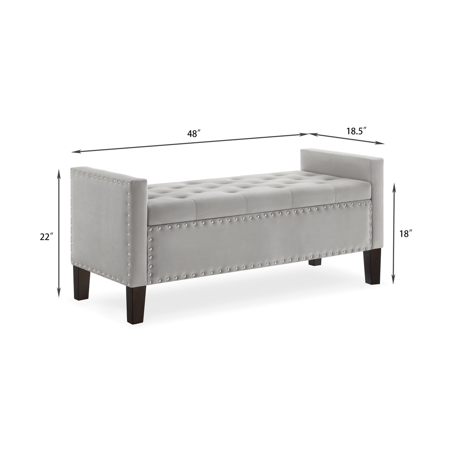 Cozy Gray Storage Bench with Armrests