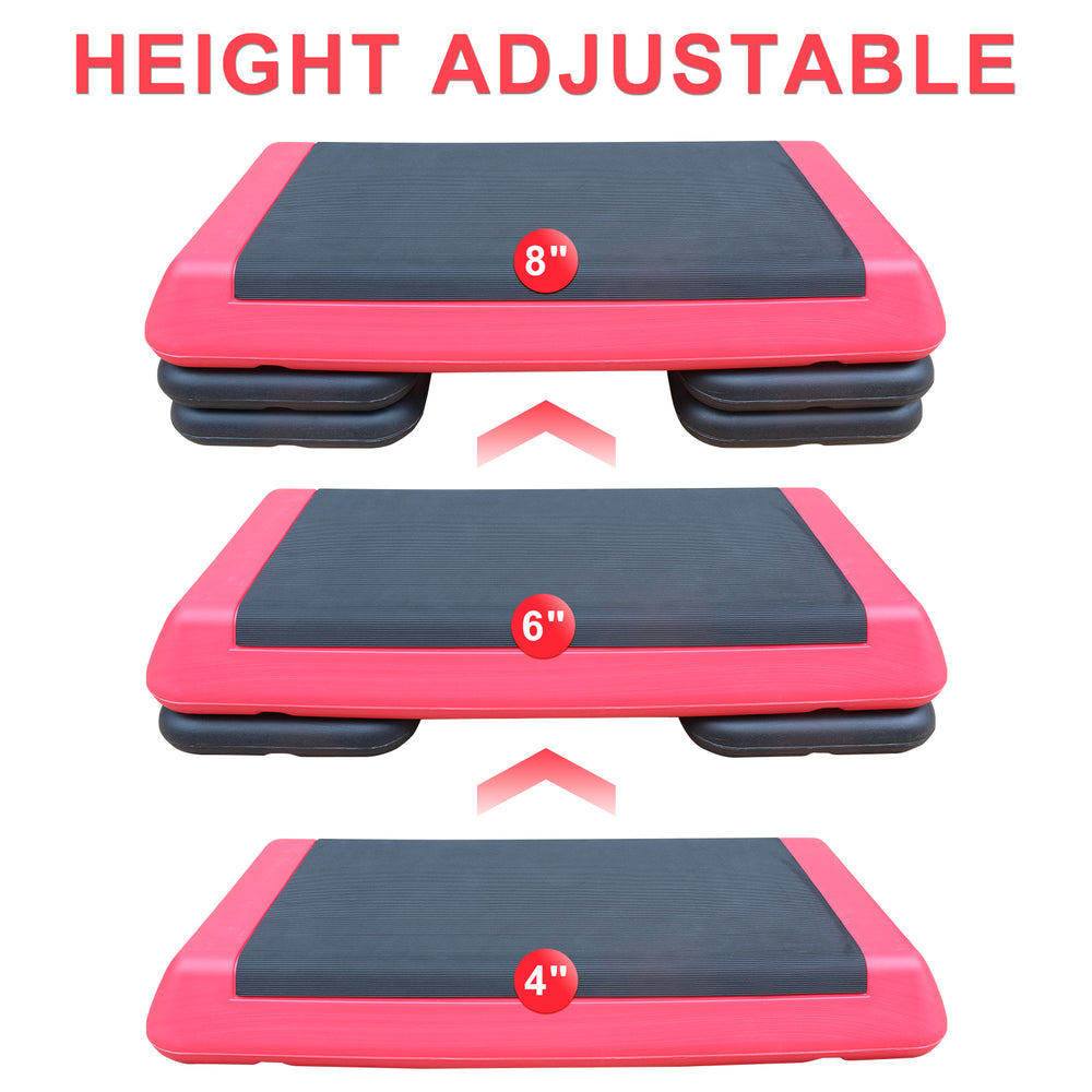 Versatile Aerobic Stepper - Fitness & Exercise Platform in Red and Black