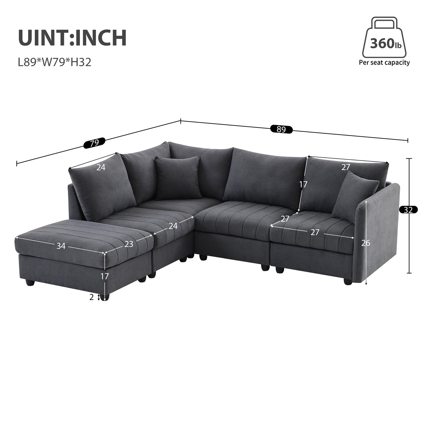 Chic Modular Sectional Sofa with Stripes