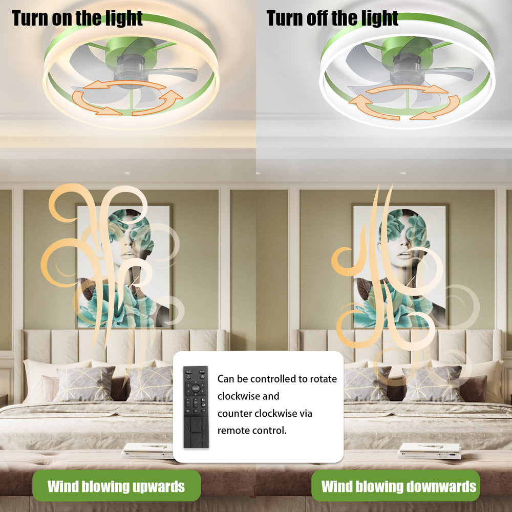 Sleek Green Dimmable LED Ceiling Fan with Light