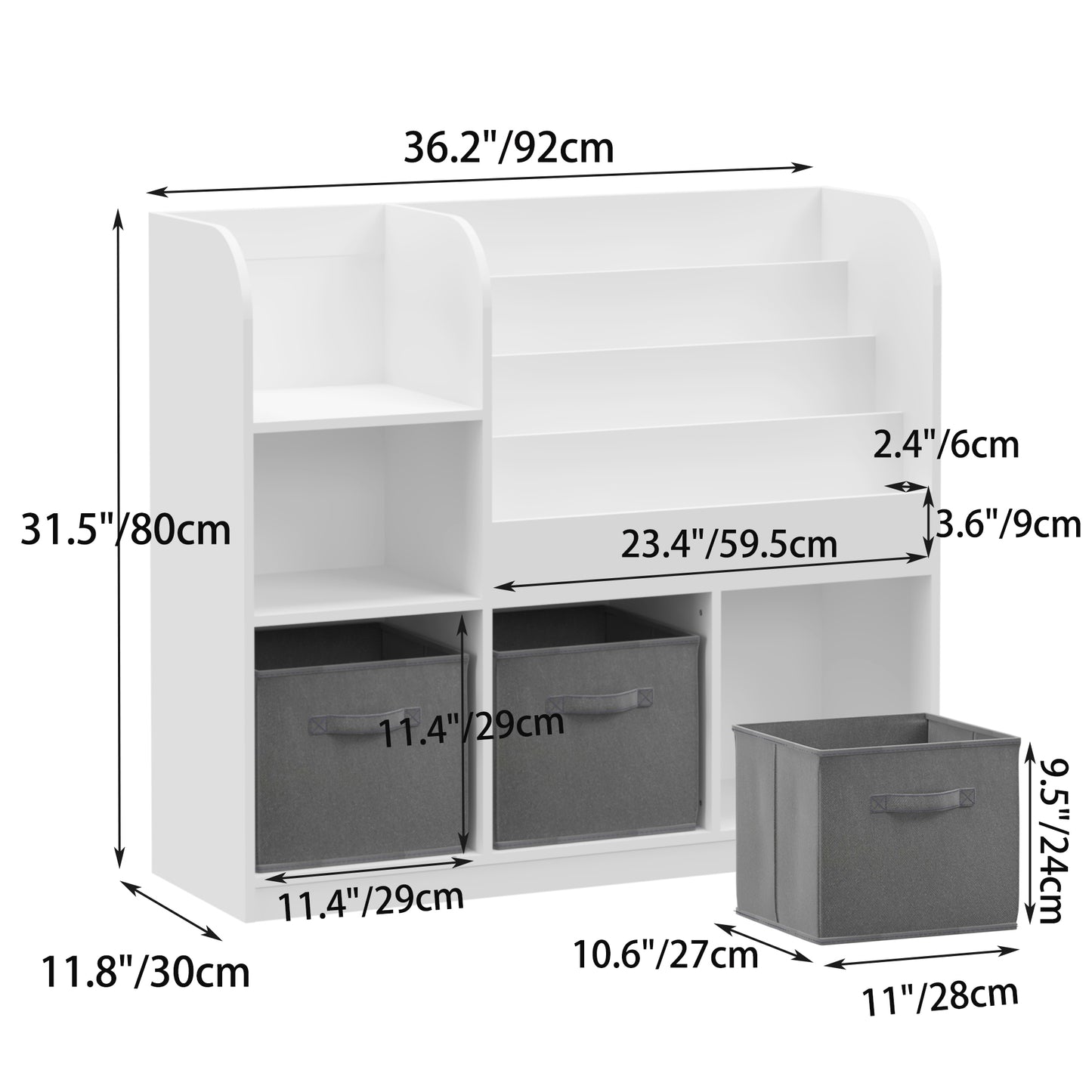 Playful Kids' Bookcase with Storage Bins